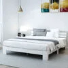Lit Double Pour Adulte Avec Tête De Lit, Couchage 140 X 200 Cm 2 Places / 2 Personnes, En Bois Pin Massif Blanc -VIDAXL || Songmics Soldes 52968138 1