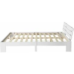 Lit Double Pour Adulte Avec Tête De Lit, Couchage 140 X 200 Cm 2 Places / 2 Personnes, En Bois Pin Massif Blanc -VIDAXL || Songmics Soldes 52968138 4