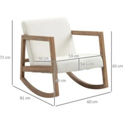 HOMCOM Fauteuil Lounge à Bascule - Assise Profonde, Dossier Incliné - Revêtement Effet Peau De Mouton Polyester Crème - Accoudoirs, Structure Bois Hévéa -VIDAXL || Songmics Soldes 53451072 3