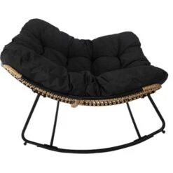 MERIDA - Fauteuil à Bascule Noir Avec Assise Capitonnée -VIDAXL || Songmics Soldes 53510554 4