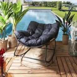 MERIDA - Fauteuil à Bascule Noir Avec Assise Capitonnée -VIDAXL || Songmics Soldes 53510554 5