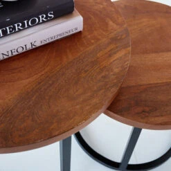 Rosa Table Basse Industrielle Ronde Ø53 / 43 Cm - Bois Massif Set De 2 10 Rosa Table Basse Industrielle Ronde Ø53 / 43 Cm - Bois Massif Set De 2 -VIDAXL || Songmics Soldes 53527272 4