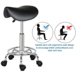 Tabouret De Massage Tabouret Forme De Selle Rotatif Hauteur Réglable, Noir -VIDAXL || Songmics Soldes 53590494 4