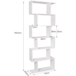 Bibliothèque En Bois - Étagère De 6 Niveaux Contemporaine - Cloison Pour Séparer La Pièce - Meuble Rangement - Blanc - Meerveil -VIDAXL || Songmics Soldes 53940148 2