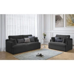 Housse De Canapé 3 Places Avec Accoudoir Extensible - Revêtement De Canapé Pour Salon Chambre - NOIR - MONDEER -VIDAXL || Songmics Soldes 53940277 5