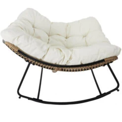 MERIDA - Fauteuil à Bascule Blanc Avec Assise Capitonnée -VIDAXL || Songmics Soldes 53963949 4