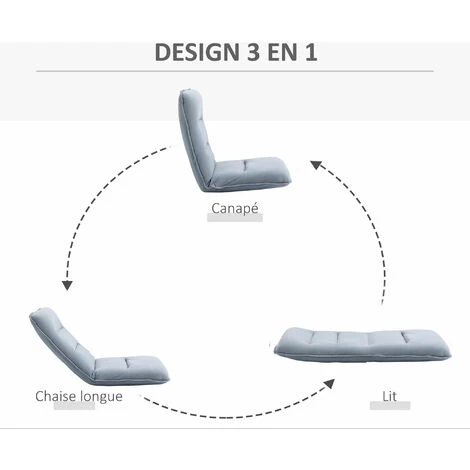 HOMCOM Fauteuil Convertible Fauteuil Paresseux Grand Confort Inclinaison Dossier Multipositions 90°-180° Métal Lin Gris Clair 6 HOMCOM Fauteuil Convertible Fauteuil Paresseux Grand Confort Inclinaison Dossier Multipositions 90°-180° Métal Lin Gris Clair – Image 4