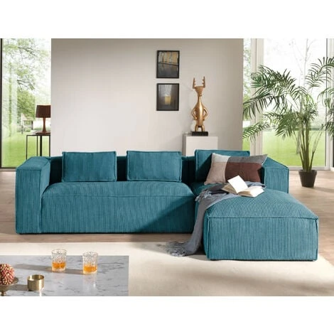Stella - Canapé D'angle - En Velours Côtelé - 4 Places -style Contemporain - Droit 4 Stella - Canapé D'angle - En Velours Côtelé - 4 Places -style Contemporain - Droit – Image 2