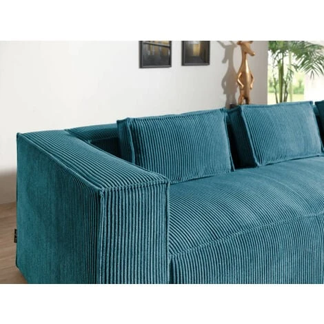 Stella - Canapé D'angle - En Velours Côtelé - 4 Places -style Contemporain - Droit 6 Stella - Canapé D'angle - En Velours Côtelé - 4 Places -style Contemporain - Droit – Image 4