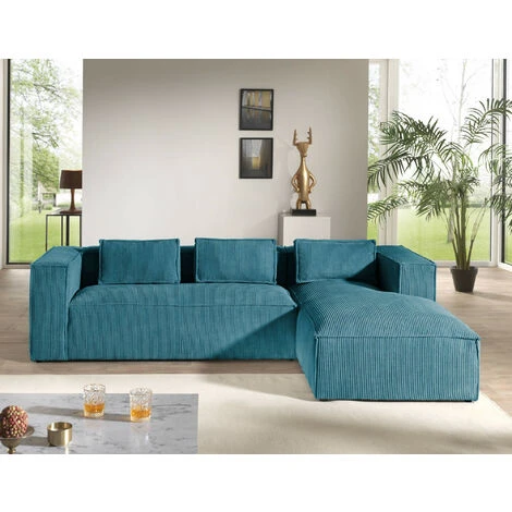 Stella - Canapé D'angle - En Velours Côtelé - 4 Places -style Contemporain - Droit 7 Stella - Canapé D'angle - En Velours Côtelé - 4 Places -style Contemporain - Droit – Image 5