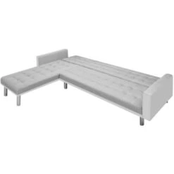 Canapé-lit D'angle Tissu 218 X 155 X 69 Cm Blanc Et Gris VidaXL -VIDAXL || Songmics Soldes 5540608 4
