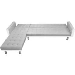 Canapé-lit D'angle Tissu 218 X 155 X 69 Cm Blanc Et Gris VidaXL -VIDAXL || Songmics Soldes 5540608 5