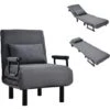 Fauteuil-lit Convertible, Fauteuil Pliant Avec Coussin, Siège Rembourré, Chaise Longue De Loisirs Pour Maison, Bureau, Gris -VIDAXL || Songmics Soldes 55847843 1