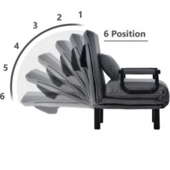 Fauteuil-lit Convertible, Fauteuil Pliant Avec Coussin, Siège Rembourré, Chaise Longue De Loisirs Pour Maison, Bureau, Gris -VIDAXL || Songmics Soldes 55847843 3