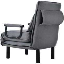 Fauteuil-lit Convertible, Fauteuil Pliant Avec Coussin, Siège Rembourré, Chaise Longue De Loisirs Pour Maison, Bureau, Gris -VIDAXL || Songmics Soldes 55847843 4