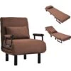 Fauteuil-lit Convertible, Fauteuil Pliant Avec Coussin, Siège Rembourré, Chaise Longue De Loisirs Pour Maison, Bureau, Brun -VIDAXL || Songmics Soldes 55847875 1