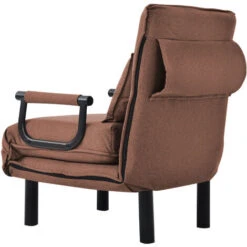 Fauteuil-lit Convertible, Fauteuil Pliant Avec Coussin, Siège Rembourré, Chaise Longue De Loisirs Pour Maison, Bureau, Brun -VIDAXL || Songmics Soldes 55847875 3