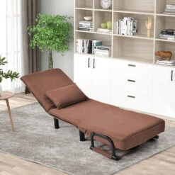 Fauteuil-lit Convertible, Fauteuil Pliant Avec Coussin, Siège Rembourré, Chaise Longue De Loisirs Pour Maison, Bureau, Brun -VIDAXL || Songmics Soldes 55847875 5