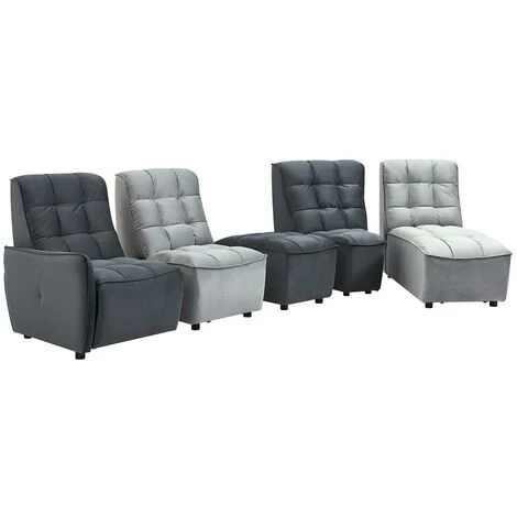 Canapé D'angle Relax électrique Modulable En Velours Gris Clair Et Anthracite ALFORD 4 Canapé D'angle Relax électrique Modulable En Velours Gris Clair Et Anthracite ALFORD – Image 2
