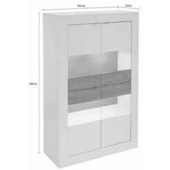 Vitrine COMETE - LEDs - 4 Portes - Blanc Laqué -VIDAXL || Songmics Soldes 55884925 3