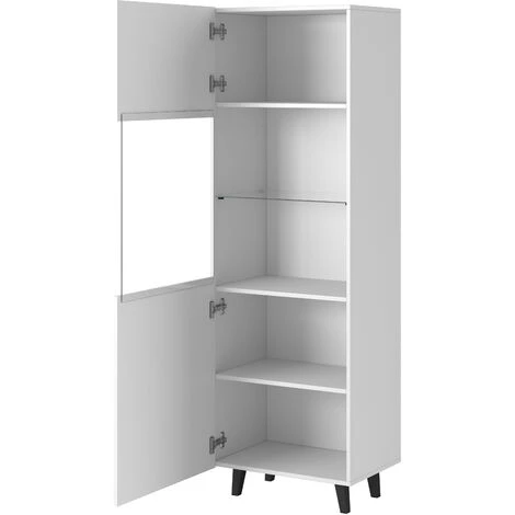 Vitrine PAFOS Blanc Mat / Pieds Noirs 4 Vitrine PAFOS Blanc Mat / Pieds Noirs – Image 2