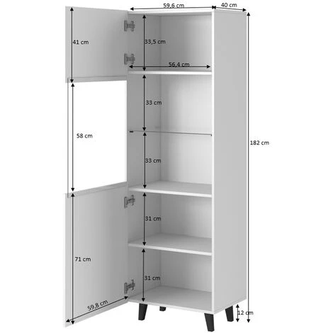 Vitrine PAFOS Blanc Mat / Pieds Noirs 6 Vitrine PAFOS Blanc Mat / Pieds Noirs – Image 4