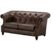 Canapé 2 Places Chesterfield AQUITAINE En Microfibre Aspect Cuir Vieilli - Marron -VIDAXL || Songmics Soldes 56535348 1