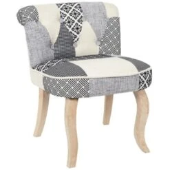 Paris Prix - Fauteuil Patchwork Design Eleonor 68cm Gris