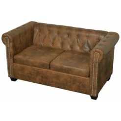 Nova SOFF CHERSTERFIELD SOFA ELEGANT MODERN BROWN-PEATHER DIVERS MODÈLES Canapé Chesterfield 2 Places Cuir Artificiel Marron Des Modèles : 2 Sièges -VIDAXL || Songmics Soldes 57092132 4