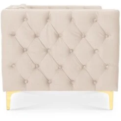 Canapé 2 Places Edward Velours Beige Pieds Doré -VIDAXL || Songmics Soldes 58265560 4