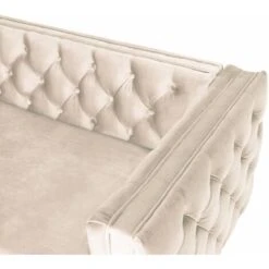 Canapé 2 Places Edward Velours Beige Pieds Doré -VIDAXL || Songmics Soldes 58265560 5