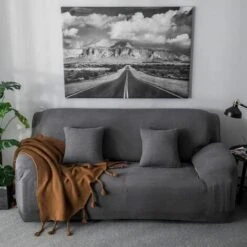 Housse De Canapé De 3 Places Extensible En Polyester Anti-Poussière Protection Et Décoration De Canapé 190-230cm - Gris Foncé -VIDAXL || Songmics Soldes 58278930 4