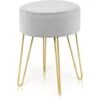 GOPLUS Repose-Pieds Rond Moderne En Velours, Siege De Coiffeuse Ottoman Avec Pieds En Metal Dore, Pour Salon, Chambre, Ø39 X 46 CM (Gris) -VIDAXL || Songmics Soldes 58543673 1