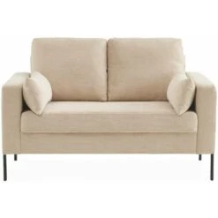 Canapé En Velours Côtelé Beige - Bjorn - Canapé 2 Places Fixe Droit Pieds Métal -VIDAXL || Songmics Soldes 59261160 5