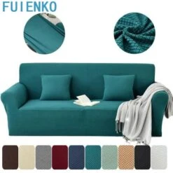 Housse De Canapé 2 Place Élastique Extensible Épais Doux Fit Cyan 145-185cm FUIENKO