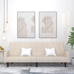 Canapé-lit à 2 Places Crème Tissu Microfibre VidaXL 8 Canapé-lit à 2 Places Crème Tissu Microfibre VidaXL -VIDAXL || Songmics Soldes 60029754 2