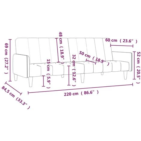 Canapé-lit à 2 Places Crème Tissu Microfibre VidaXL 5 Canapé-lit à 2 Places Crème Tissu Microfibre VidaXL – Image 3