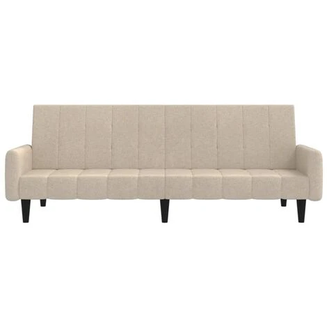 Canapé-lit à 2 Places Crème Tissu Microfibre VidaXL 6 Canapé-lit à 2 Places Crème Tissu Microfibre VidaXL – Image 4