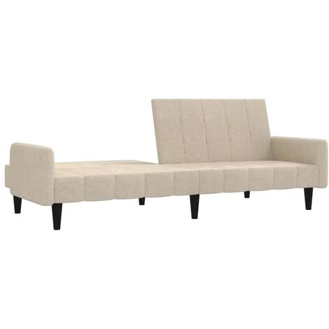 Canapé-lit à 2 Places Crème Tissu Microfibre VidaXL 7 Canapé-lit à 2 Places Crème Tissu Microfibre VidaXL – Image 5