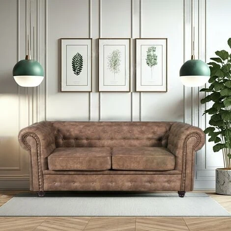 Canapé CHESTERFIELD 2 Places / Marron Vieilli/ 183x85x72 3 Canapé CHESTERFIELD 2 Places / Marron Vieilli/ 183x85x72
