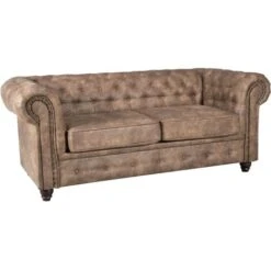 Canapé CHESTERFIELD 2 Places / Marron Vieilli/ 183x85x72 7 Canapé CHESTERFIELD 2 Places / Marron Vieilli/ 183x85x72 -VIDAXL || Songmics Soldes 60079211 2