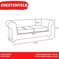 Canapé CHESTERFIELD 2 Places / Noir/ 183x85x72 -VIDAXL || Songmics Soldes 60241936 3
