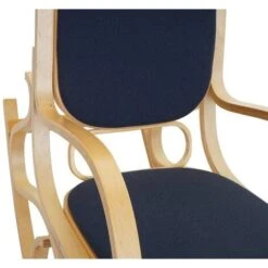 Fauteuil à Bascule Rocking Chair En Bois Clair Assise En Tissu Gris Anthracite -VIDAXL || Songmics Soldes 60243585 4