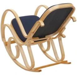 Fauteuil à Bascule Rocking Chair En Bois Clair Assise En Tissu Gris Anthracite -VIDAXL || Songmics Soldes 60243585 5