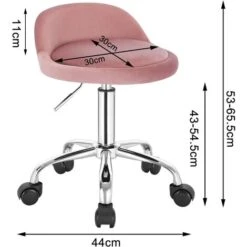 WOLTU Tabouret De Bureau Avec Dossier. Chaise D'ordinateur à Roulettes. Réglable En Hauteur 43-54.5cm. Rose BS127rs -VIDAXL || Songmics Soldes 60388176 3
