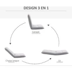 Fauteuil Convertible VALENTIN Gris Clair -VIDAXL || Songmics Soldes 60448254 4