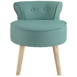 Petit Fauteuil Crapaud SAVEA En Tissu - Vert D'eau -VIDAXL || Songmics Soldes 61453502 5