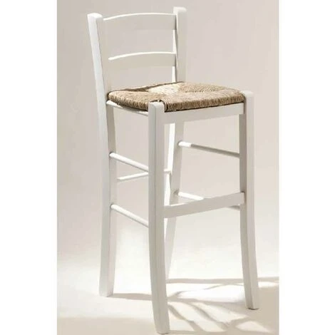 Tabouret En Bois Blanc Avec Assise En Paille 67 Cm De Hauteur Du Sol à L'assise 3 Tabouret En Bois Blanc Avec Assise En Paille 67 Cm De Hauteur Du Sol à L'assise