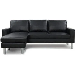 Canapé Angle Réversible 4 Places Noir - Nastan - Designetsamaison -VIDAXL || Songmics Soldes 63063007 3