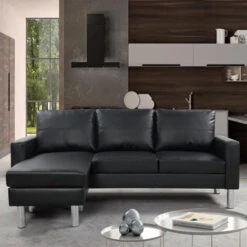 Canapé Angle Réversible 4 Places Noir - Nastan - Designetsamaison -VIDAXL || Songmics Soldes 63063007 4